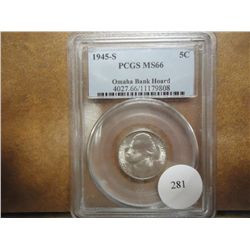 1945-S JEFFERSON NICKEL PCGS MS66