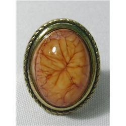 25CTW BEIGE OVAL BRASS RING SIZE 6