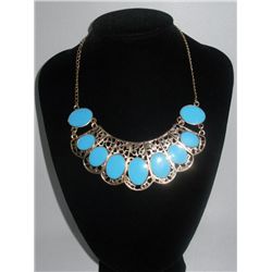 309CTW ELEGANT BLUE BRASS NECKLACE;18INCH