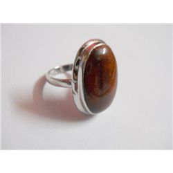 43.45 CTW TIGER EYE RING .925 STERLING SILVER