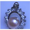 Image 1 : 16.75 CTW PEACH PEARL AND CZ PENDANT