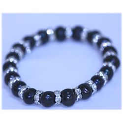 85.20 CTW BLACK PEARL AND CZ BRACELET