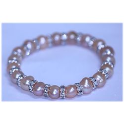 86.70 CTW PEACH PEARL AND CZ BRACELET