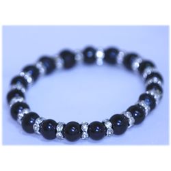 95.10 CTW BLACK PEARL AND CZ BRACELET