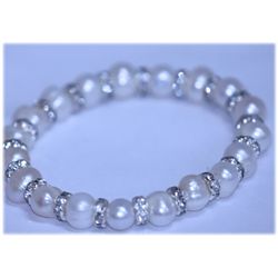 103.75 CTW WHITE PEARL AND CZ BRACELET