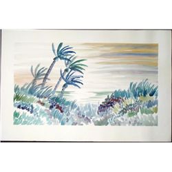 Original Watercolor Painting Tropical Island Landscape
