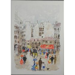 Paris Scene Signed & Numbered Urbain Huchet Litho Print
