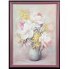 Image 1 : T Charlott Original Canvas Painting Framed Flower Vase