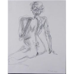Betty Snyder Rees Original 2 sided Drawing Nude Woman