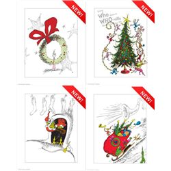 Four Dr. Seuss Prints- The Grinch Cindy Lou-Who