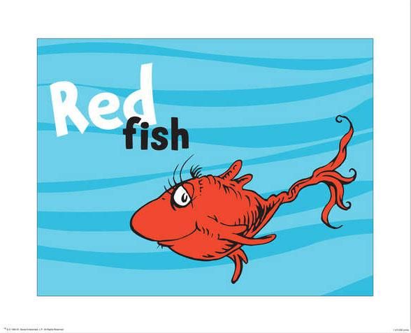4 Dr Seuss Prints 1 Fish 2 Fish Red Fish Blue Fish