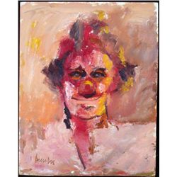 Original Clown Painting in Pink Framed 1983