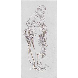 Isabel Bishop YOUNG WOMAN WITH KERCHIEF 1943 Signed