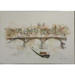Urbain Huchet Signed and Numbered Litho Print Pont Neuf