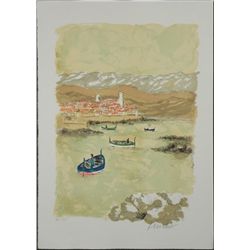 Urbain Huchet Barques A Antibes S/N Lithograph Print