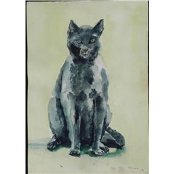 Betty Snyder Rees Original 2 Sided Painting Cat, Figure
