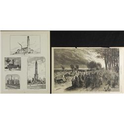 2 Antique Magazine Prints Chicago Fire & Water Tower