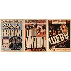 4 Jazz Repro Posters Armstrong Dorsey Webb Woody Herman