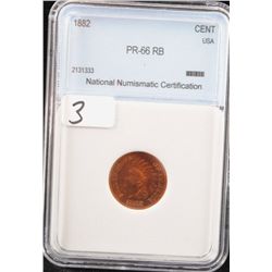 1882 INDIAN CENT - NNC PR66 RB - BEAUTIFUL  COIN! (COIN WORLD LISTS A PR66R @ $2,500.00)