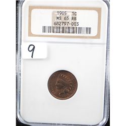1905 INDIAN CENT -NGC MS65 RB (COIN WORLD  LISTS A MS65R @ $700.00)