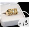 Image 1 : MANS 14K YELLOW GOLD NUGGET RING WITH ONE  ROUND CUT DIAMOND SOLITAIRE CENTER AND EIGHT  ACCENT DIAM