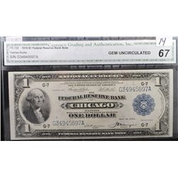 RARE $1 NATIONAL CURRENCY - THE FEDERAL  RESERVE BANK OF CHICAGO - SERIES 1918 - CGA  GEM UNCIRCULAT
