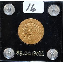 1913 $5 INDIAN GOLD COIN FROM SAFE DEPOSIT -  THE VERY LOWEST GRADE IN COIN WORLD IS @  $360.00 AND 