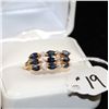 Image 1 : LADIES 14K YELLOW GOLD SAPPHIRE AND DIAMOND  RING WITH NINE MARQUISE CUT BLUE SAPPHIRES  AND ROUND A