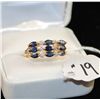 Image 2 : LADIES 14K YELLOW GOLD SAPPHIRE AND DIAMOND  RING WITH NINE MARQUISE CUT BLUE SAPPHIRES  AND ROUND A