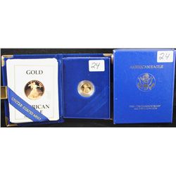 1990 1/10TH OUNCE  PROOF  AMERICAN GOLD EAGLE  WITH ORIGINAL BOX AND CERTIFICATE OF  AUTHENTICITY
