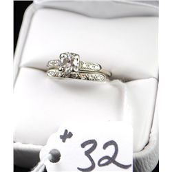 LADIES 14K WHITE GOLD WEDDING SET WITH ONE  APPROX. 1/2CT SOLITAIRE AND SIX ACCENT  DIAMONDS IN ENGA