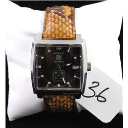 MANS "TAG HEUER" WRISTWATCH - MONACO MODEL -  DIAMOND DIAL - AUTOMATIC - SAPPHIRE CRYSTAL -  ORIGINA