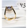 Image 2 : WOMANS 18K YELLOW GOLD TANZANITE & DIAMOND  RING WITH ONE 7MM TANZANITE CENTER AND TWENTY  TWO DIAMO