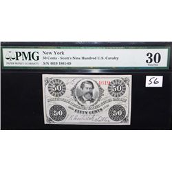 1861-65 CIVIL WAR SCOTT'S 900 US CAVALRY  SUTLER 50 CENT NOTE - PMG 30 #4619 - VERY  RARE!