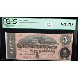 1864 $ CONFEDERATE STATES OF AMERICA - PCGS  62PPQ #2473