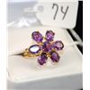 Image 2 : VINTAGE 18K YELLOW GOLD AMETHYST RING WITH  ONE ROUND AND SIX OVAL CUT AMETHYSTS -  APPRAISED RETAIL