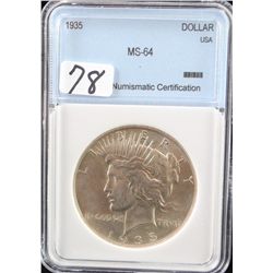 1935 PEACE DOLLAR - NNC MS64