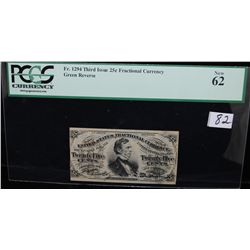 1863 25 CENT FRACTIONAL CURRENCY - PCGS 62  3RD ISSUE