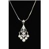 Image 2 : ELEGANT WOMENS PEARL & DIAMOND PENDANT WITH  FIVE GRADUATED DANGLE PEARLS AND SEVEN ROUND  DIAMONDS 
