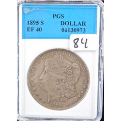 KEY - 1895-S MORGAN DOLLAR - PGS - EF 40 (A  EF 40 IN COIN WORLD LISTS @ $1,400.00)