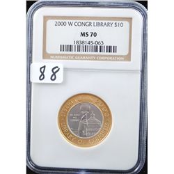 2000-W $10 CONGRESS LIBERTY COMMEMORATIVE  COIN - NGC MS70!!