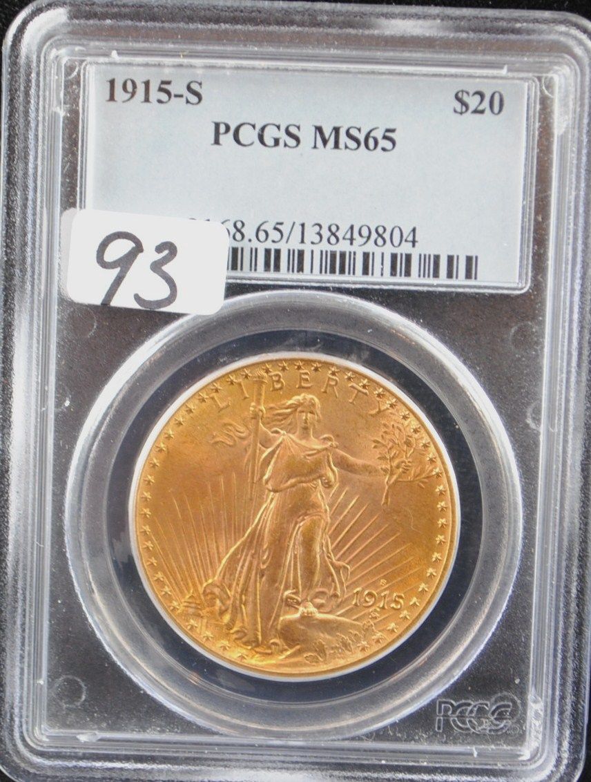 1915-S SAINT GAUDENS $20 GOLD COIN - PCGS MS65 (PCGS WEBSITE LISTS A ...