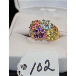 14K YELLOW GOLD MULTI-COLOR GEMSTONE RING -  APPRAISED RETAIL REPLACEMENT IS $1,650.00 -  COMES WITH