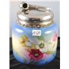 Image 1 : VINTAGE TOBACCO JAR WITH METAL PIPE COVER -  NO DAMAGE - APPROX. 7 1/2" TALL - COVER  MARKED QUADRUL