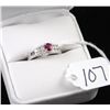 Image 1 : LOVELY 14K WHITE GOLD RUBY AND DIAMOND RING  WITH ONE QUALITY ROUND CUT RUBY AND TWELVE  ROUND FULL 