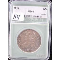 1812 BUST HALF DOLLAR - NTC MS61 (A MS61  LISTS AT $2,500.00)