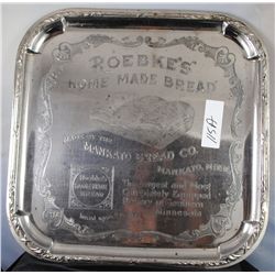 VINTAGE "ROEBKE'S HOME MADE BREAD" METAL TRAY  - MADE BY THE MANKATO BREAD CO. - MANKATO,  MINN. - A