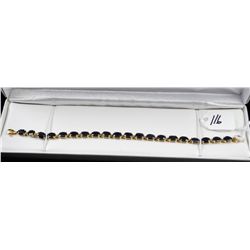ELEGANT 14K YELLOW GOLD BLUE SAPPHIRE  BRACELET WITH TWENTY OVAL CUT BLUE SAPPHIRES  SET IN 14K YELL