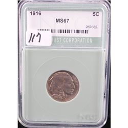 1916 BUFFALO NICKEL - NTC MS67 (A MS67 LIISTS  @ $8,000.00)
