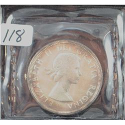 1958 SILVER CANADA $1 - ICCS PL-66 (PL-66  LISTS @ $250.00)